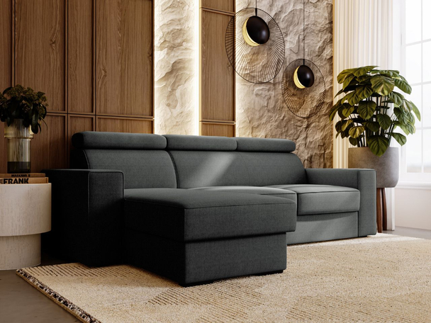 Canapé d'Angle Convertible avec coffre Réversible Scala Gris foncé