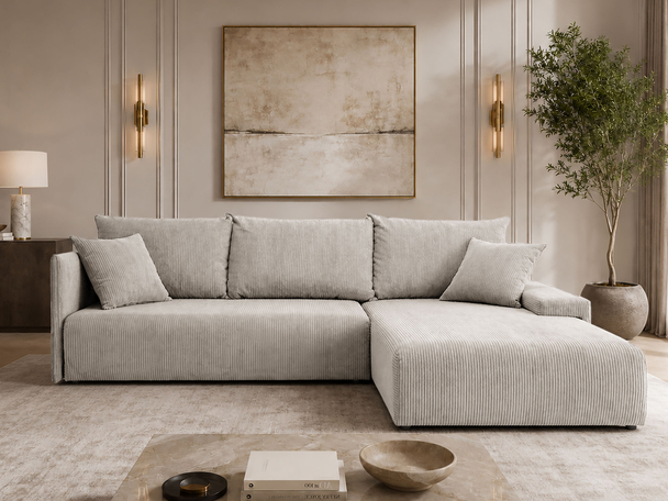 Canapé d'Angle Convertible avec Coffre Merivo Beige