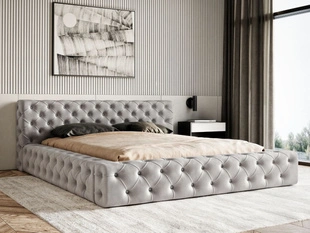 Lit Coffre rembourré avec sommier relevable 140x200 Palini Gris