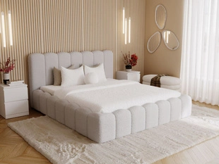 Lit Coffre rembourré avec sommier relevable 140x200 Smile Gris clair
