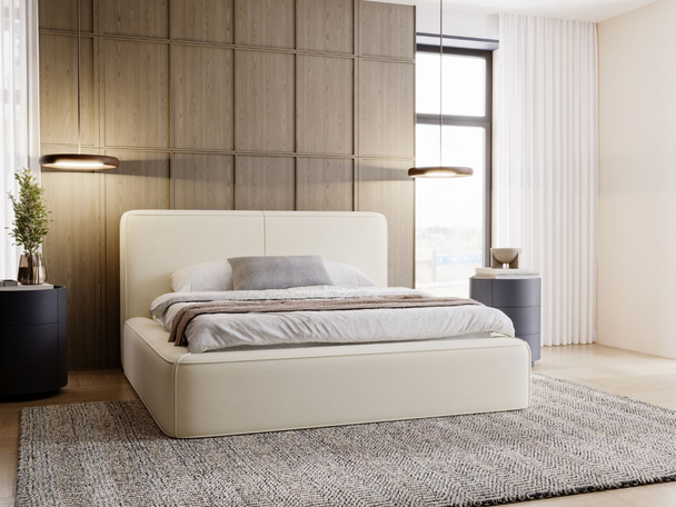 Lit Coffre rembourré avec sommier relevable 120x200 Amaro Beige