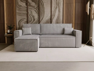 Canapé d'Angle Convertible avec Coffre Réversible Prato L Gris