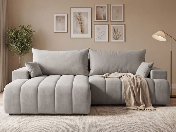 Canapé d'Angle Gauche Convertible avec Coffre Caleo Gris clair