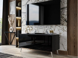 Meuble TV Rangement avec éclairage LED Noaé Noir