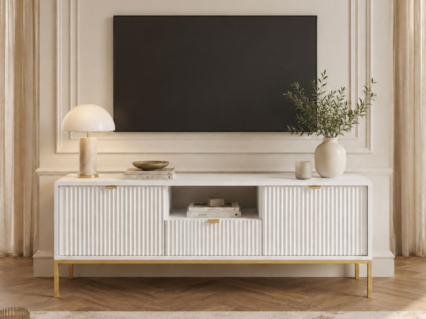 Meuble TV Rangement Amber blanc