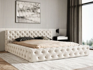 Lit Coffre rembourré avec sommier relevable 120x200 Palini Beige
