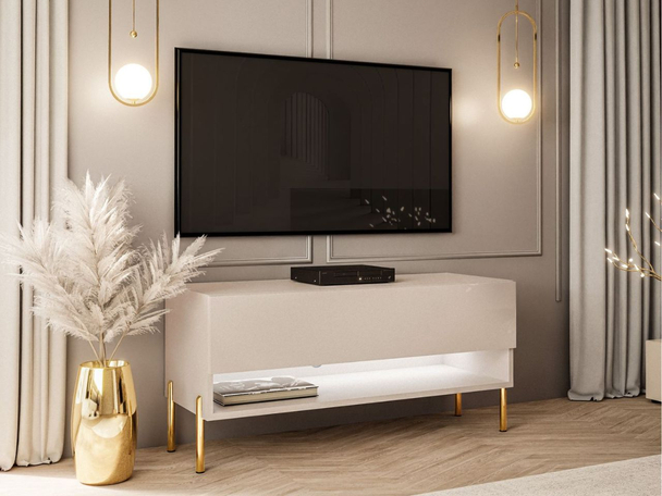 Meuble TV de 90 cm avec éclairage LED Aurelie Cachemire mat