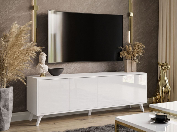 Meuble TV avec portes Vivance Blanc brillant