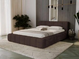 Lit Coffre rembourré avec sommier relevable 140x200 Ibiza Marron