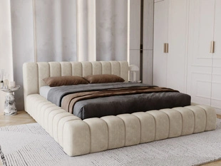 Lit Coffre rembourré avec sommier relevable 160x200 Italia Beige