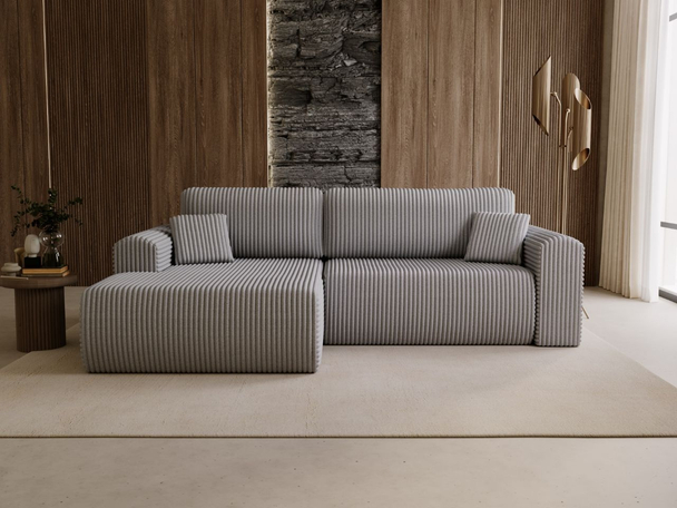 Canapé d'Angle Gauche Convertible avec Coffre Belvio Gris clair