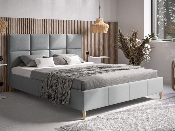 Łóżko tapicerowane ze stelażem 180x200 Luxe Jasny Szary