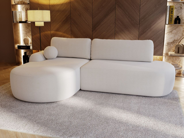 Canapé d'Angle Gauche Convertible avec Coffre Aurio O Blanc