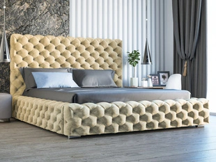 Lit Coffre rembourré avec sommier relevable 140x200 Heaven Beige