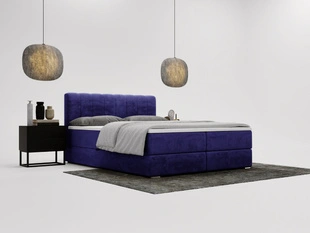 Lit Boxspring avec Coffre de Rangement 120x200 Forte Bleu foncé