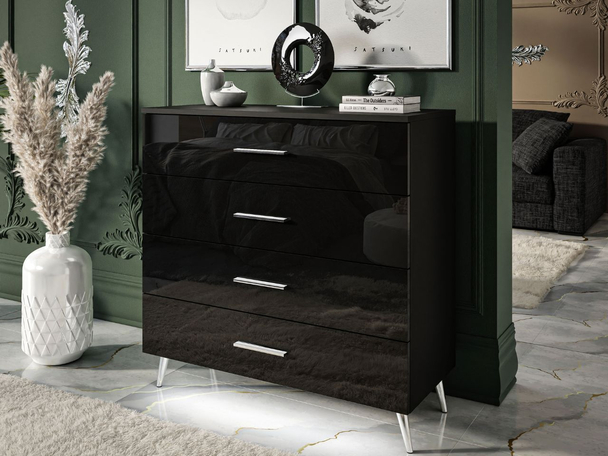 Commode de Rangement avec éclairage LED Nuveo Noir