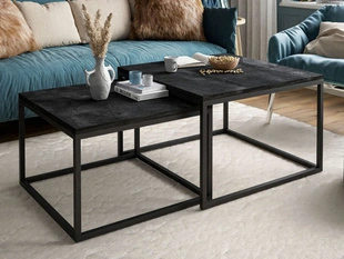 Table basse sur un cadre en métal noir Asumi Noir 40x46