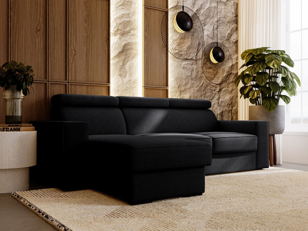Canapé d'Angle Convertible avec coffre Réversible Scala Noir