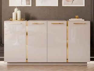 Commode de Rangement avec poignées dorées Lunelie Cachemire