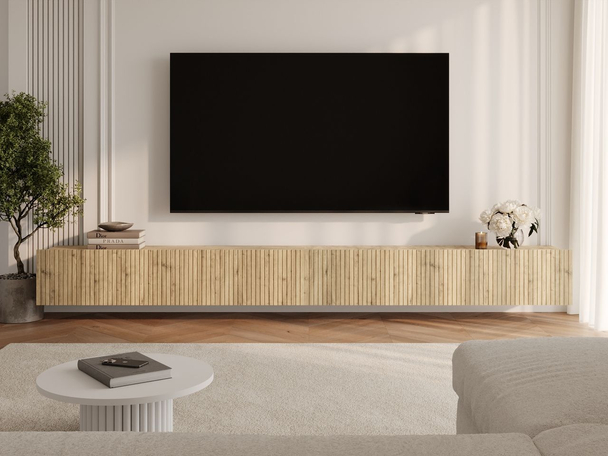 Meuble TV avec portes 300 cm Kioto Chêne Artisan