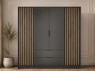 Armoire Portes Battantes Macron Graphite à lamelles
