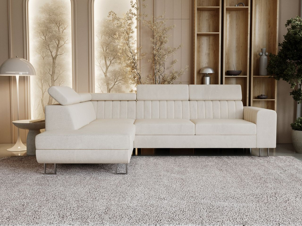 Canapé d'Angle Gauche Convertible avec Coffre Berona Beige