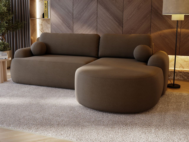 Canapé d'Angle Droit Convertible avec Coffre Aurio Marron