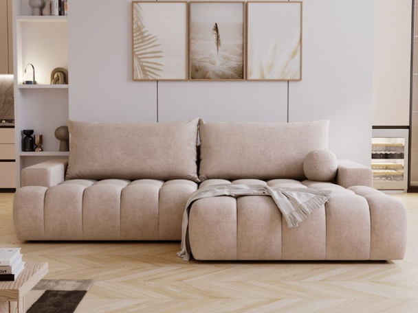 Canapé d'Angle Droite Convertible avec Coffre Havi Beige