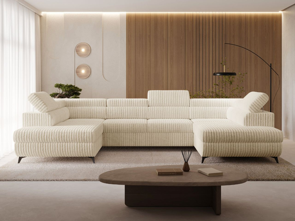 Canapé Panoramique Convertible avec Coffre Argon Beige