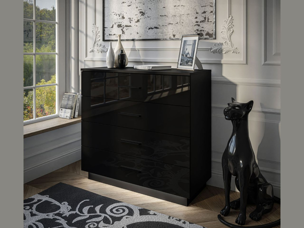 Commode de Rangement avec éclairage LED Nuveo Noir