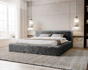 Lit Coffre rembourré avec sommier relevable 180x200 Enjoy Gris