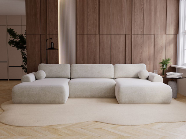 Canapé Panoramique Convertible avec Coffre Savana Beige clair