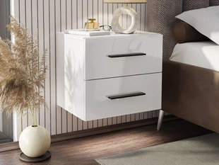 Table de chevet suspendue avec tiroirs Nuveo Lux Blanc