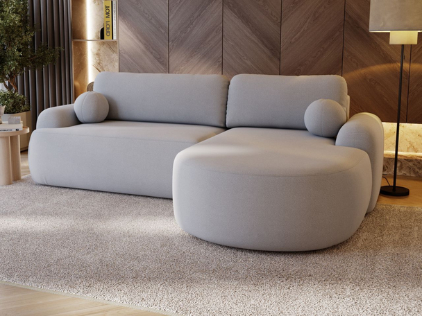Canapé d'Angle Droit Convertible avec Coffre Aurio Gris