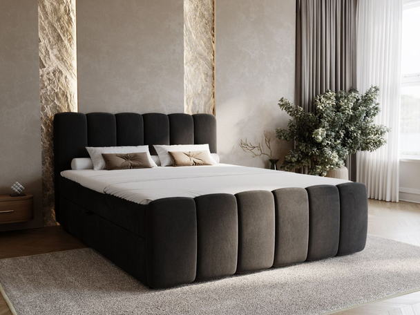 Lit Boxspring avec Coffre de Rangement 200x200 Cloud Noir