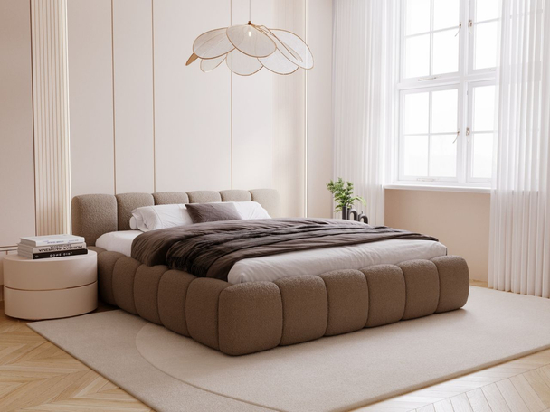 Lit Coffre rembourré avec sommier relevable 120x200 Cloud Low Marron