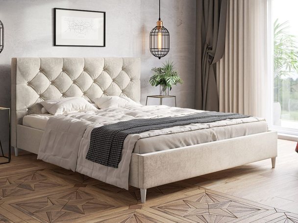 Łóżko tapicerowane ze stelażem 140x200 Tril Beżowe