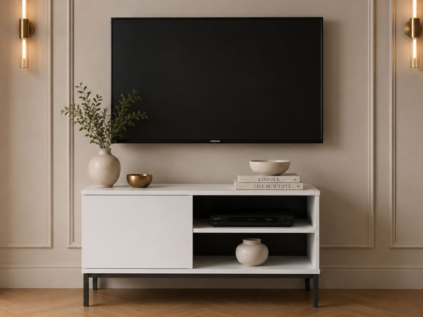 Meuble TV Rangement 100 cm Soroko Blanc