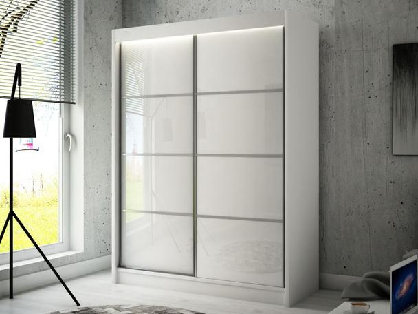 Armoire à portes coulissantes avec éclairage LED Ponti Blanc