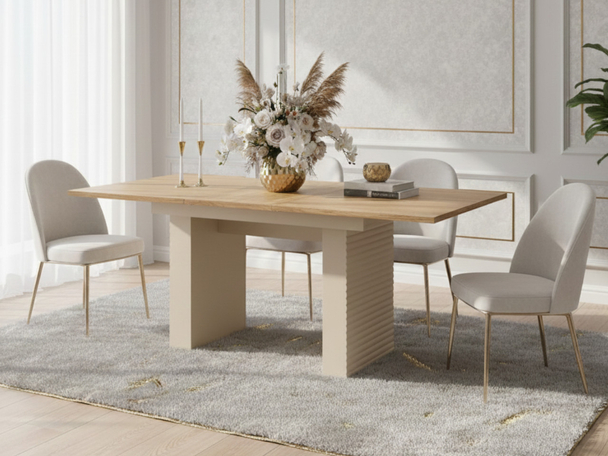 Table rectangulaire extensible Rapallo Cachemire, chêne huilé
