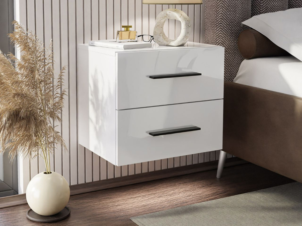 Table de chevet suspendue avec tiroirs Nuveo Lux Blanc