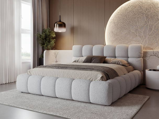 Lit Coffre rembourré avec sommier relevable 160x200 Modo Gris