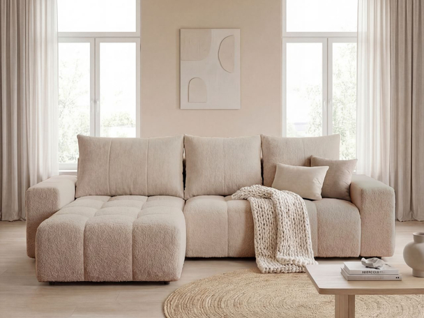 Canapé d'Angle Convertible Réversible avec Coffre Bresso Beige