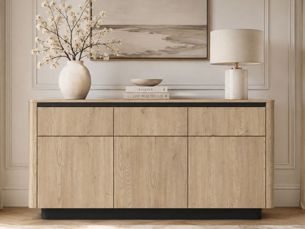 Buffet avec Portes et Tiroirs 160 cm Fascino Chêne Cremona, Noir