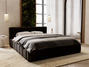 Lit Coffre rembourré avec sommier relevable 140x200 Split Noir
