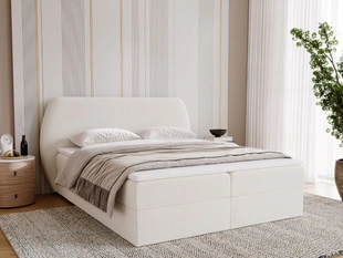 Lit Boxspring avec Coffre de Rangement 160x200 Bogota Crème