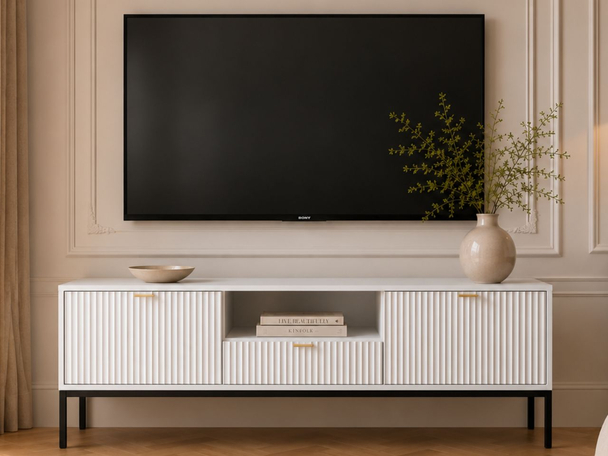 Meuble TV Rangement Amber blanc