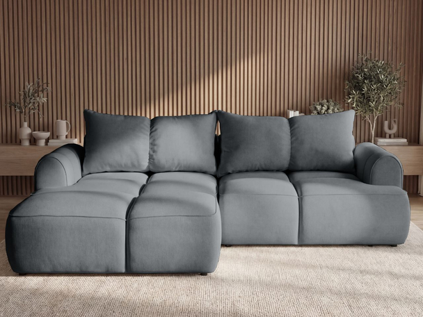 Canapé d'Angle Gauche Convertible avec Coffre Boono Gris foncé
