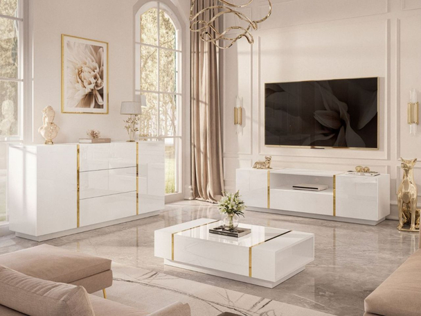 Ensemble de meubles de salon Lunelie Blanc brillant