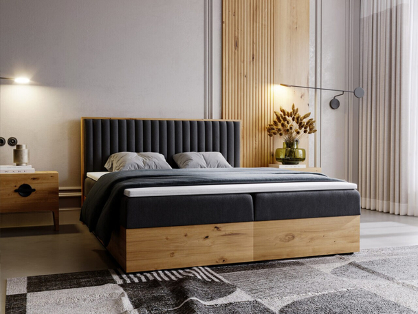 Lit Boxspring avec Coffre de Rangement 180x200 Forest Anthracite